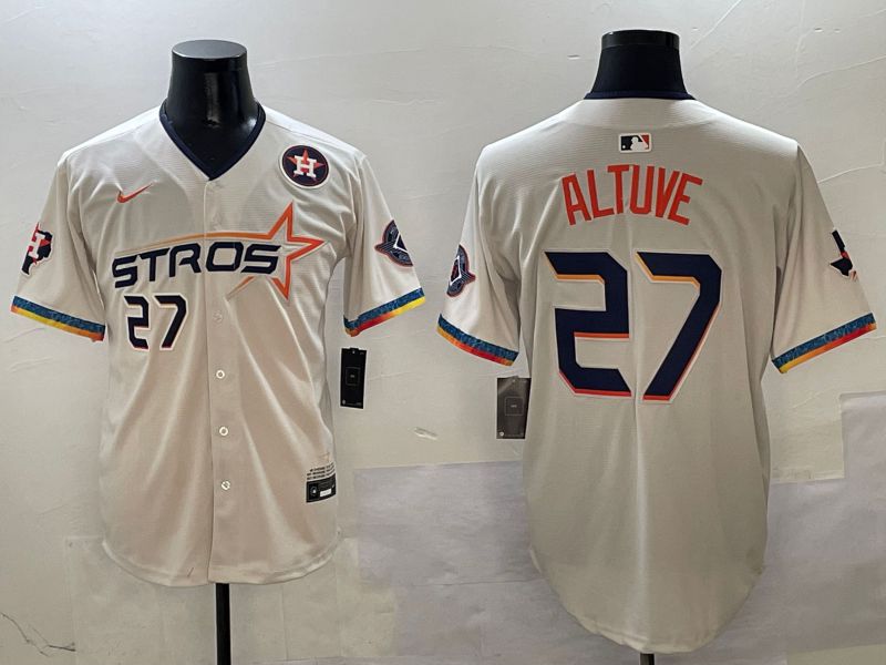 Men Houston Astros #27 Altuve Cream Fourth generation Joint Name Nike 2025 MLB Jersey style 2->houston astros->MLB Jersey